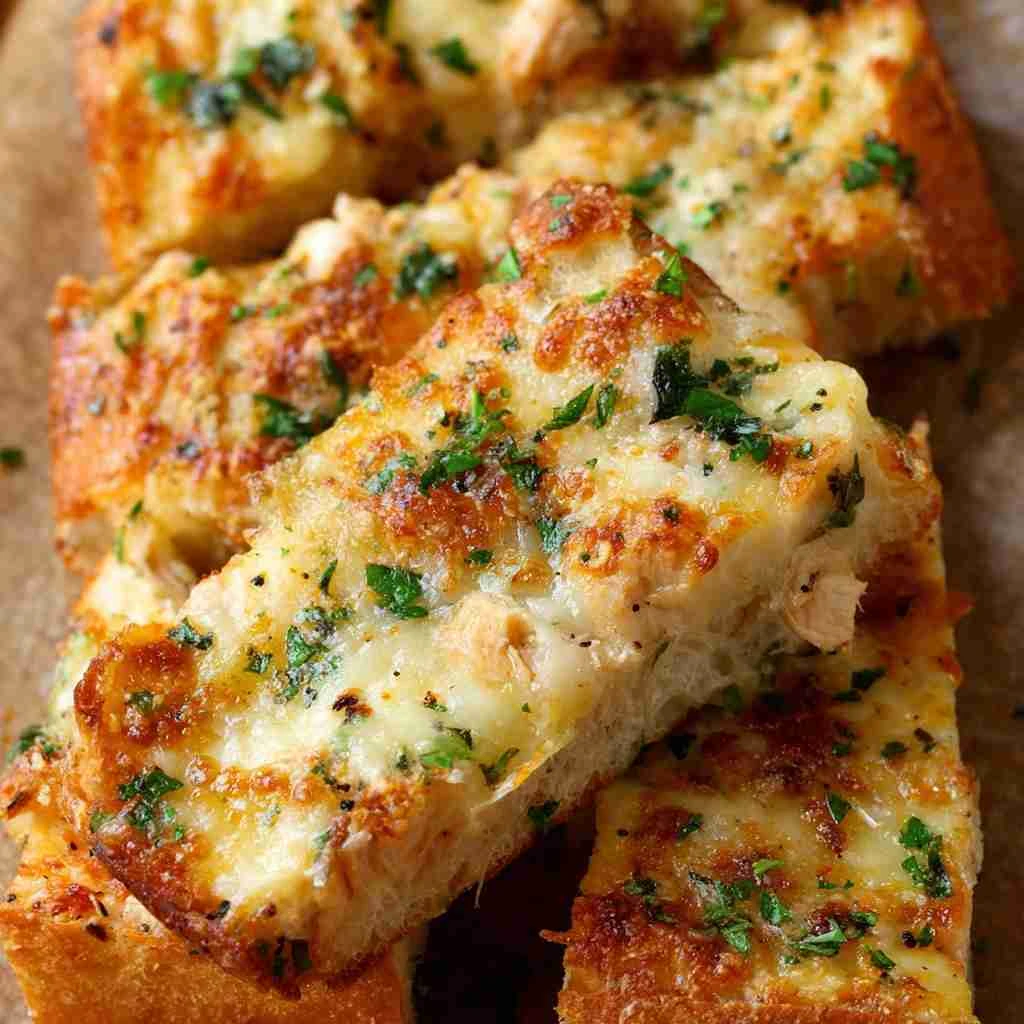 Chicken Alfredo Garlic Bread