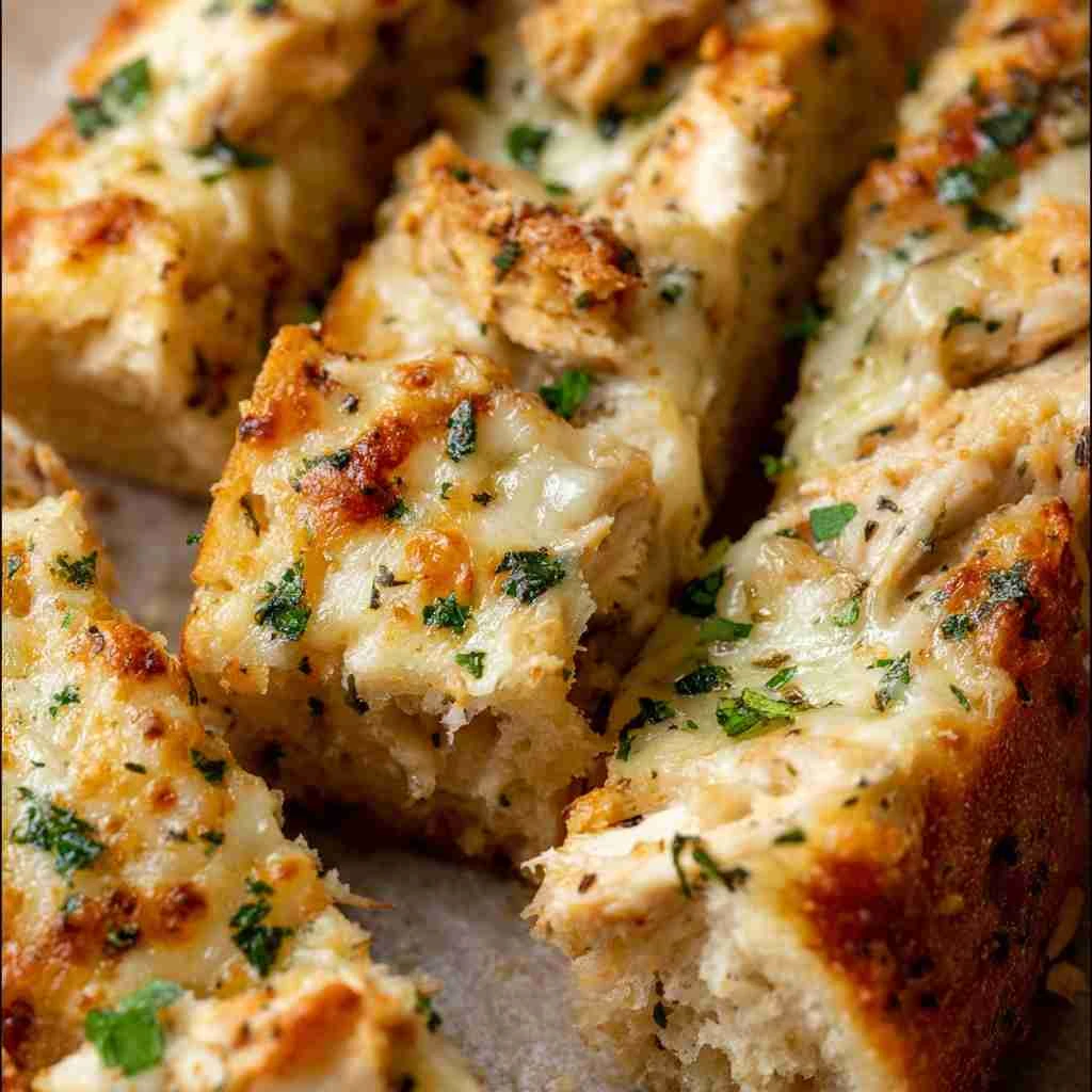 Chicken Alfredo Garlic Bread