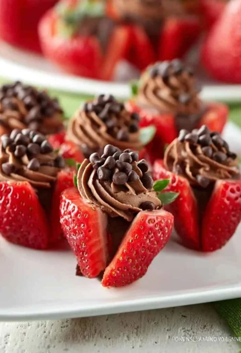 Chocolate Cheesecake Stuffed Strawberries