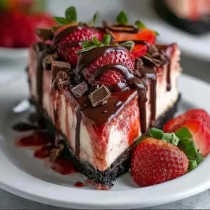 Chocolate Strawberry Cheesecake – Rich, Creamy & Fresh Dessert Recipe