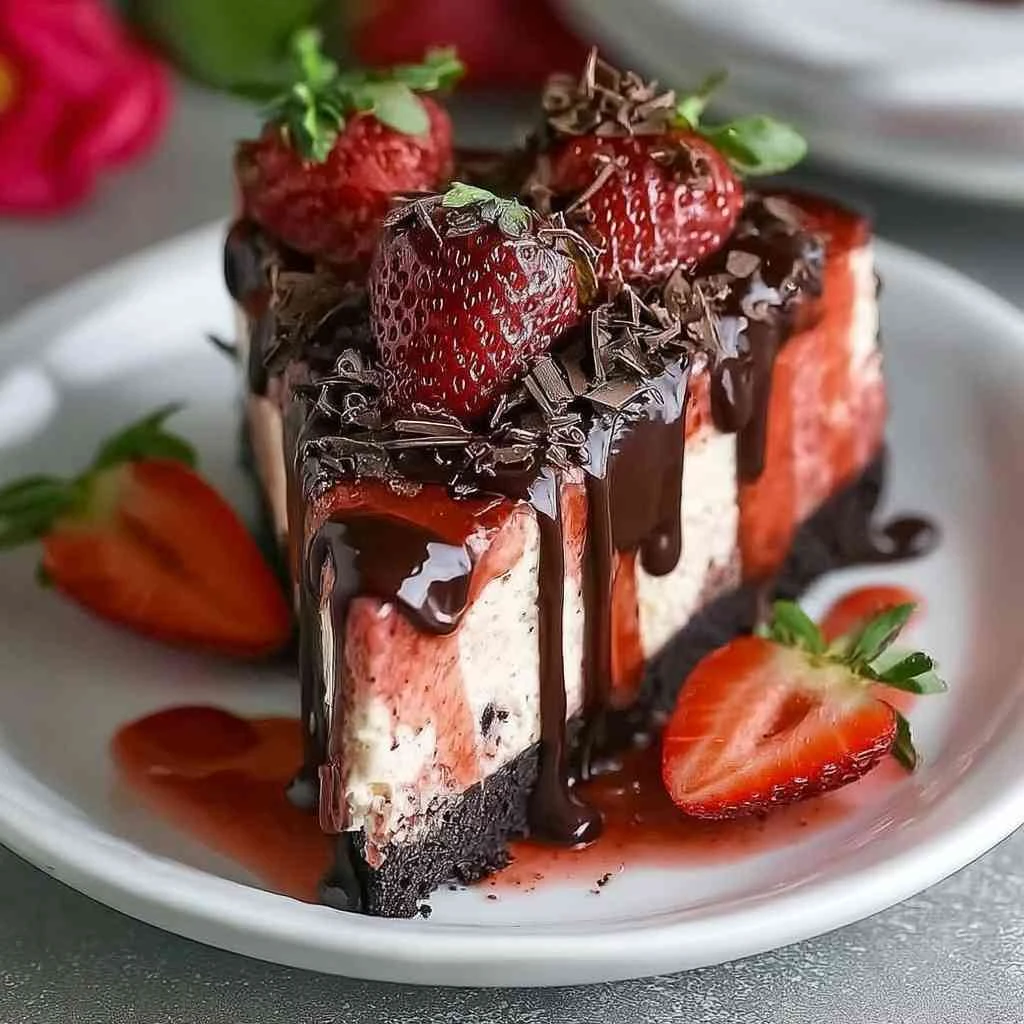 Chocolate Strawberry Cheesecake Rich Creamy Fresh Dessert Recipe