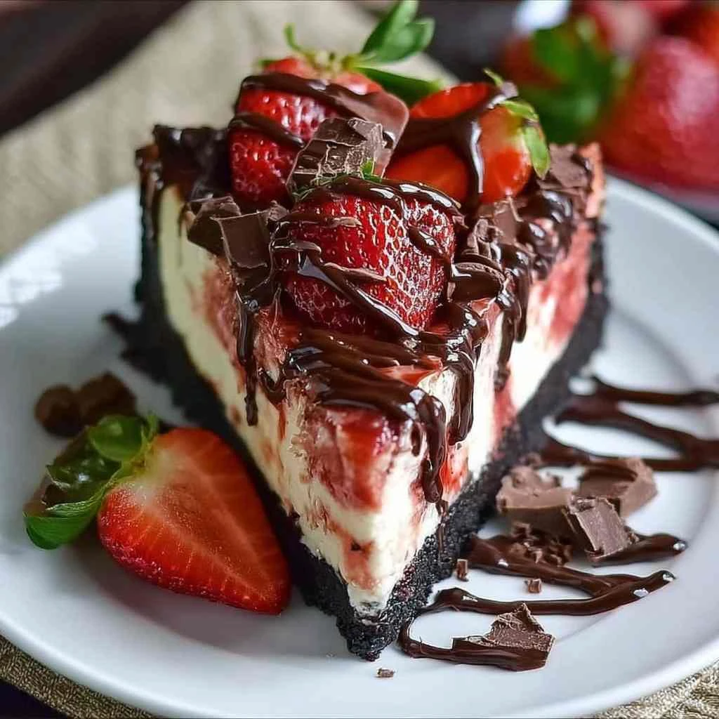 Chocolate Strawberry Cheesecake Rich Creamy Fresh Dessert Recipe