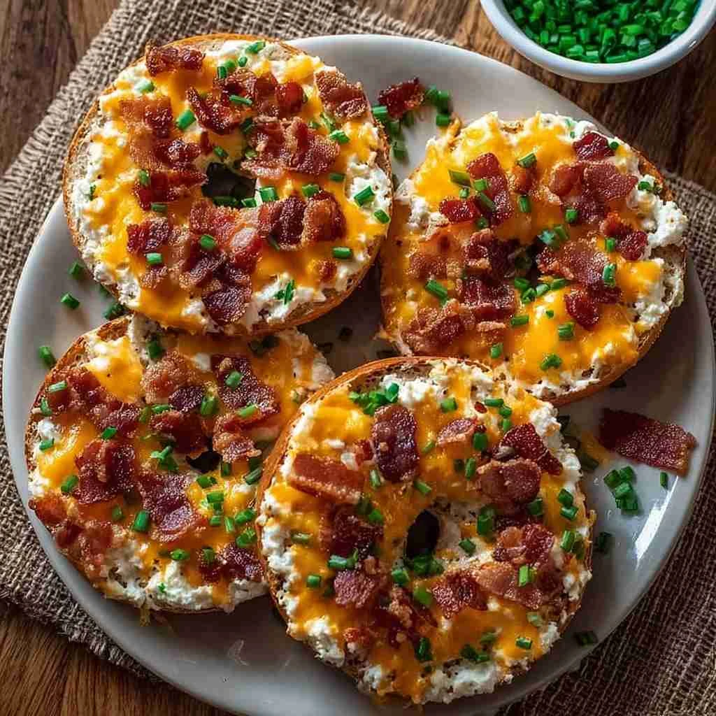 Creamy Bacon Cheddar Bagels