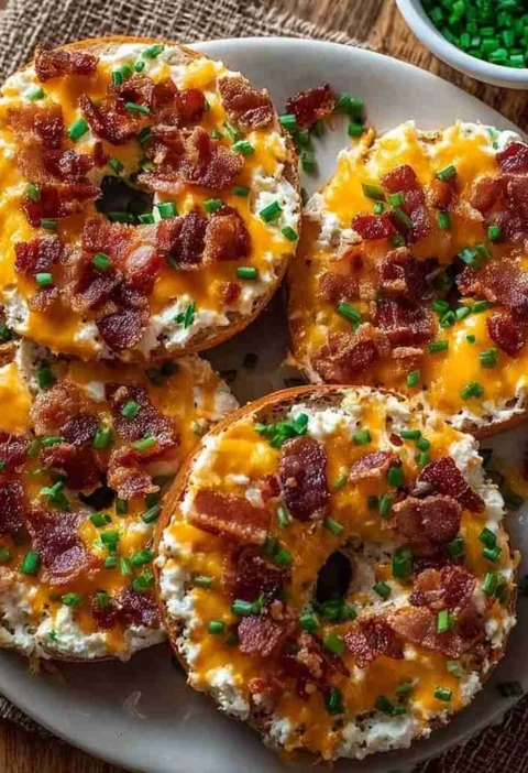 Creamy Bacon Cheddar Bagels