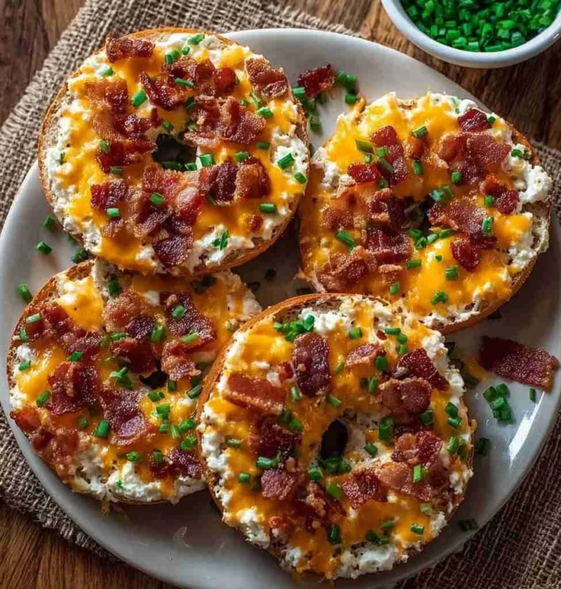 Creamy Bacon Cheddar Bagels