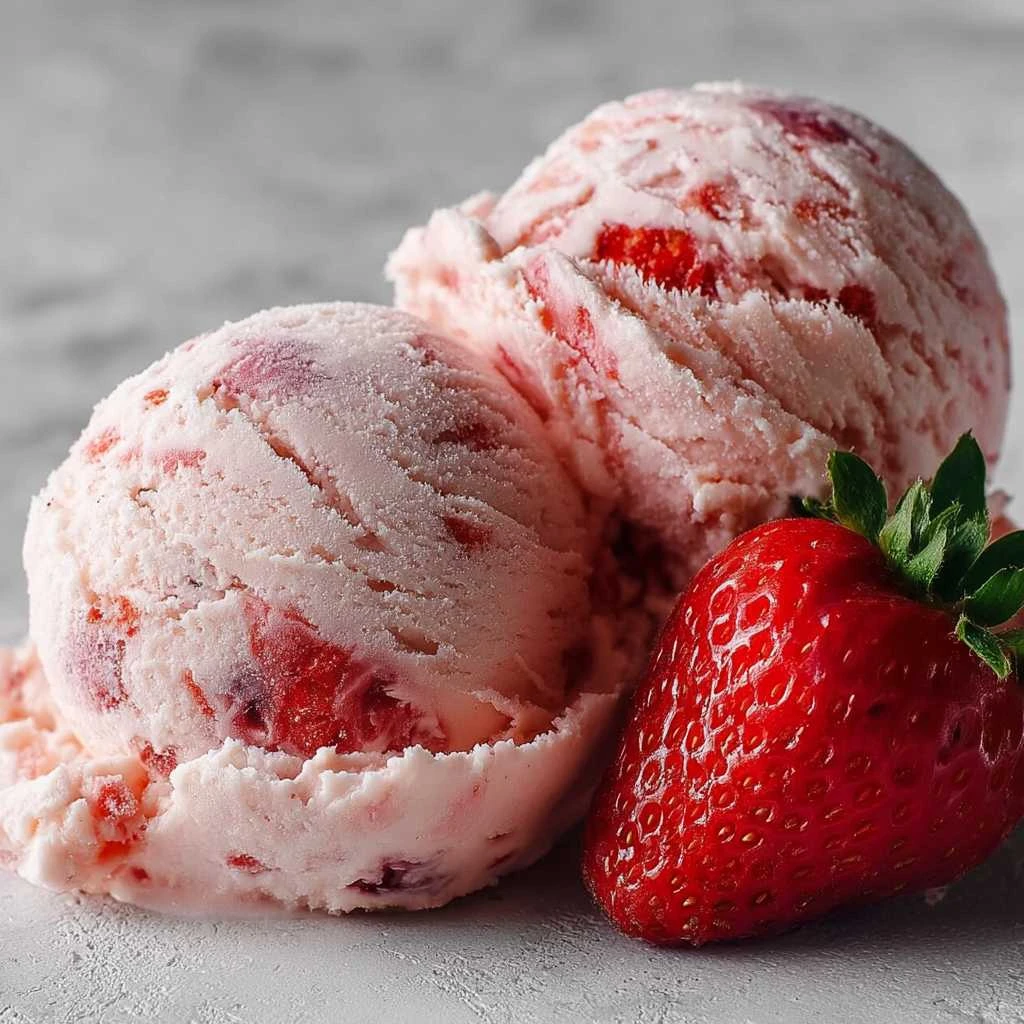 Creamy Strawberry Ice Cream with Fresh Chunks Recipe