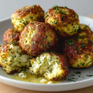 Crispy Zucchini Feta Balls Baked to Perfection in Oven