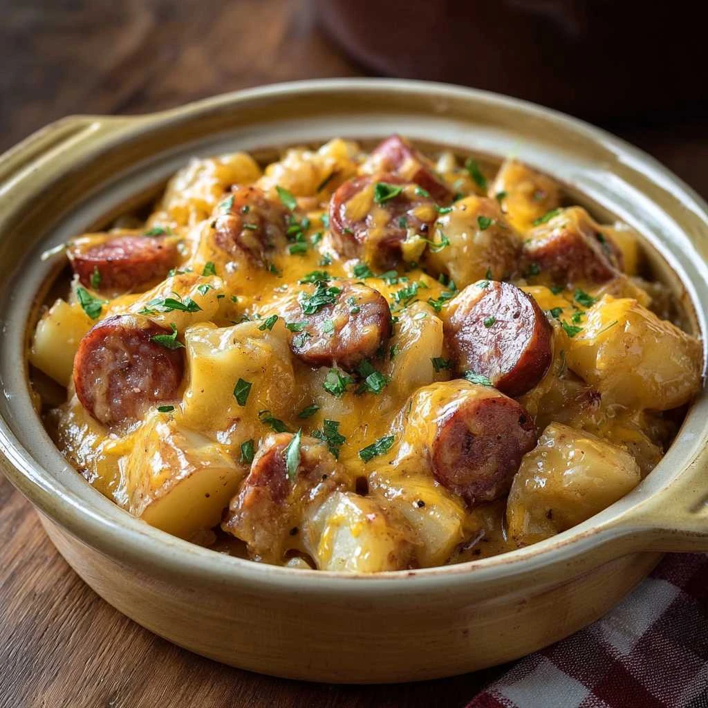 Crockpot Cheesy Potatoes and Kielbasa Recipe for Cozy Nights