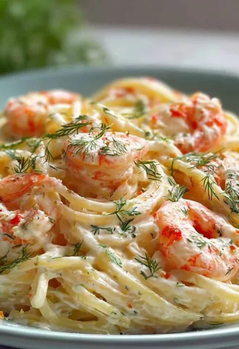 Delicious Spaghetti Shrimp Creamy Cheese Sauce Recipe