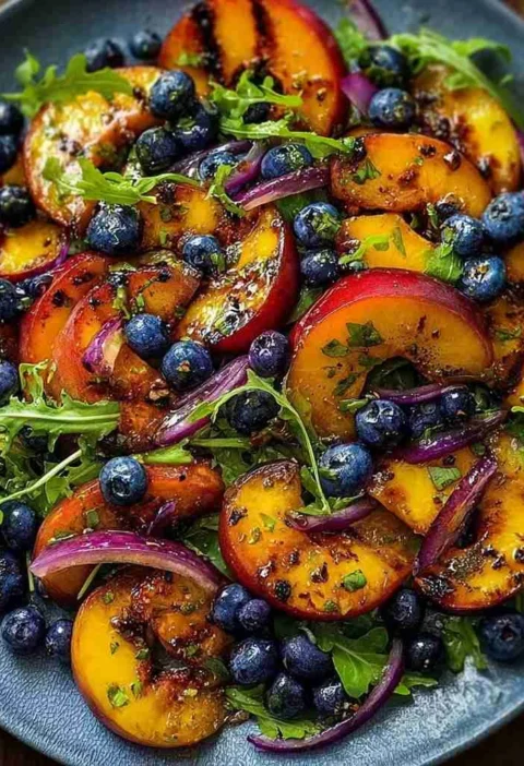 Grilled Peach Blueberry Salad