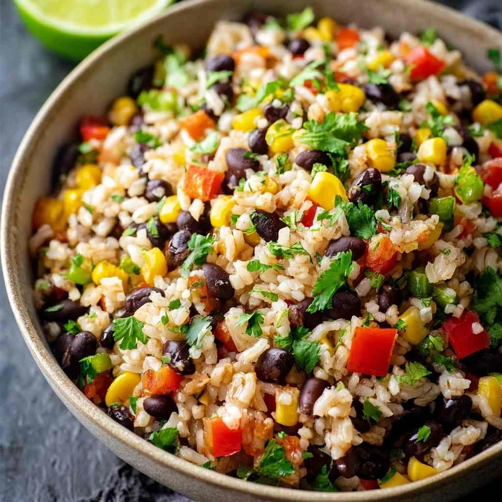 Hearty Black Bean Brown Rice Salad Bursting with Flavor