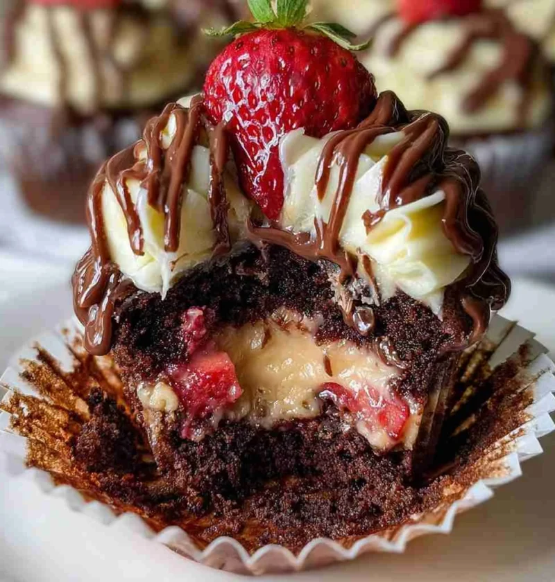 Heavenly Chocolate Banana Split Cupcakes Dessert Recipe