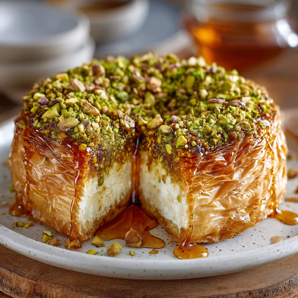 Honey Pistachio Baklava Cheesecake Recipe