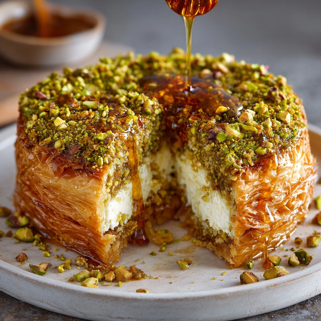 Honey Pistachio Baklava Cheesecake Recipe