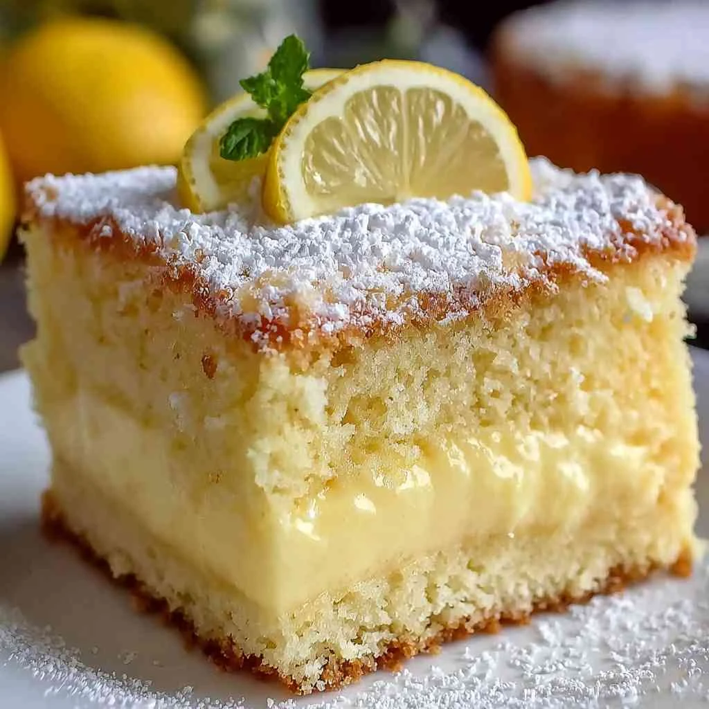 Irresistible Lemon Custard Cake Fresh Delicious Dessert Recipe