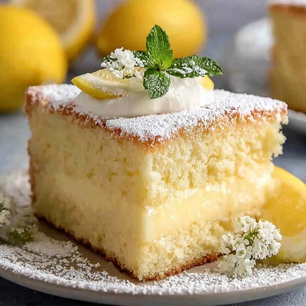 Irresistible Lemon Custard Cake Fresh Delicious Dessert Recipe