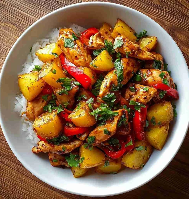 Irresistible Spicy Chicken Stirfry Crispy Potatoes