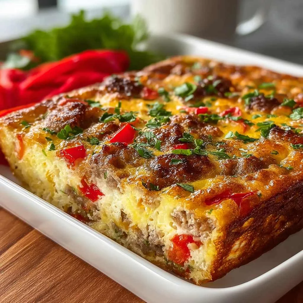 Juicy Crustless Sausage Pepper Quiche