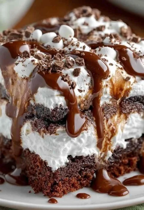 Marshmallow Chocolate Poke Cake Gooey Moist Dessert Recipe