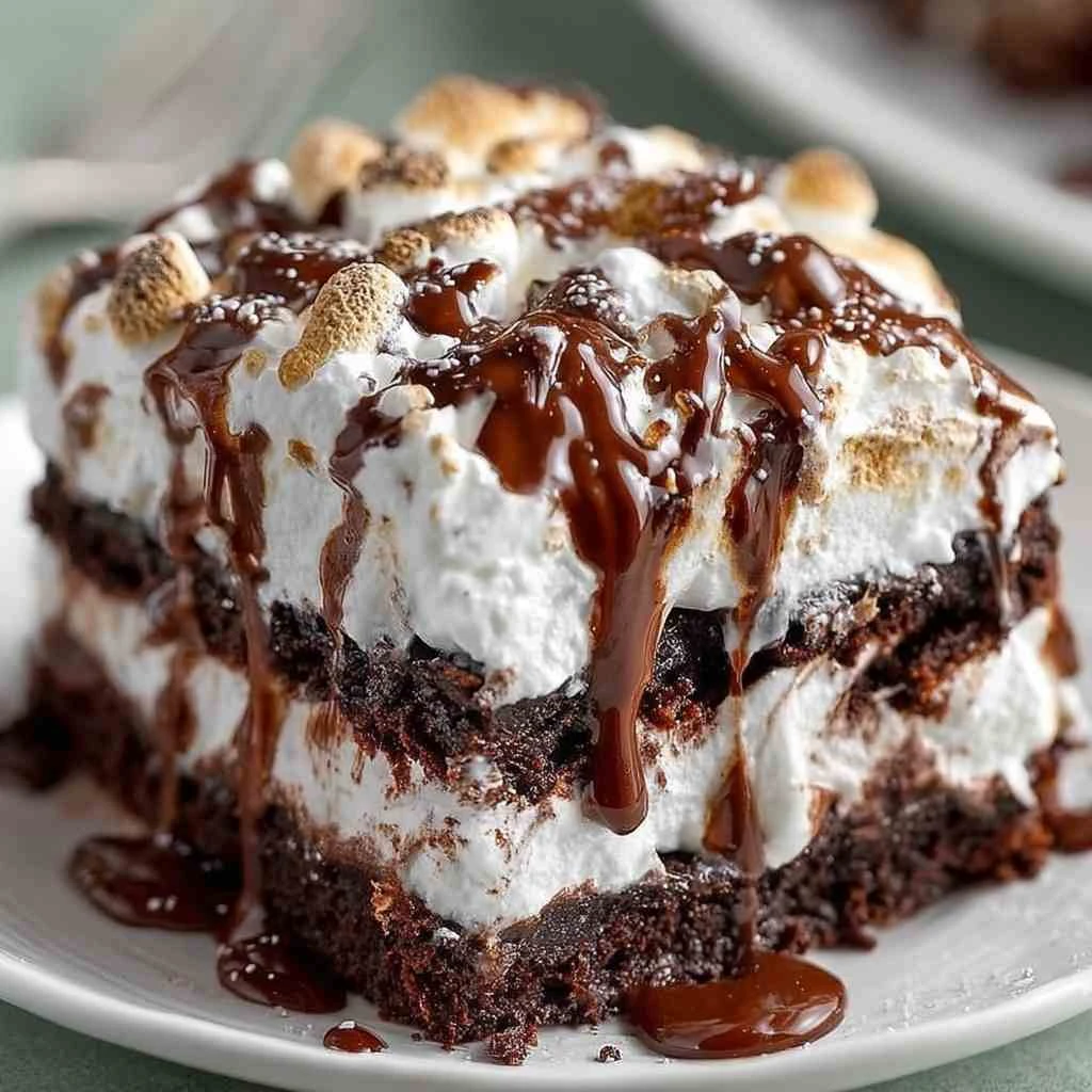 Marshmallow Chocolate Poke Cake Gooey Moist Dessert Recipe