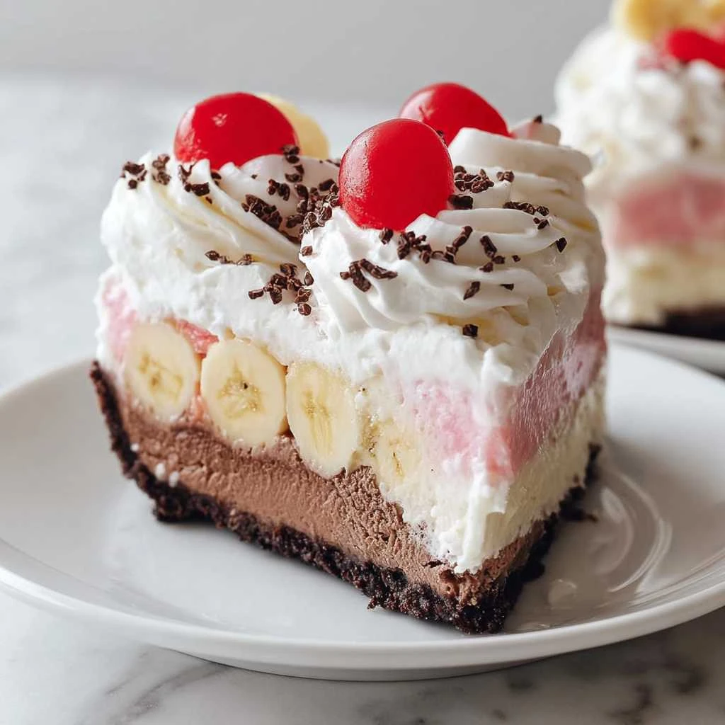 Nobake Banana Split Cheesecake Recipe