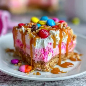 No-Bake M&M’s Caramel Cheesecake Bars – Easy Creamy Dessert Recipe