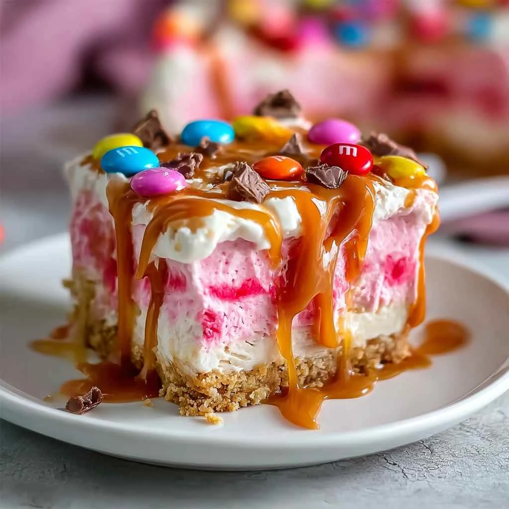 Nobake Mms Caramel Cheesecake Bars Creamy Dessert Recipe