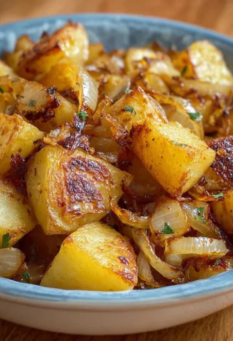 Oven Fried Potatoes Onions Crispy Cozy Side Dish
