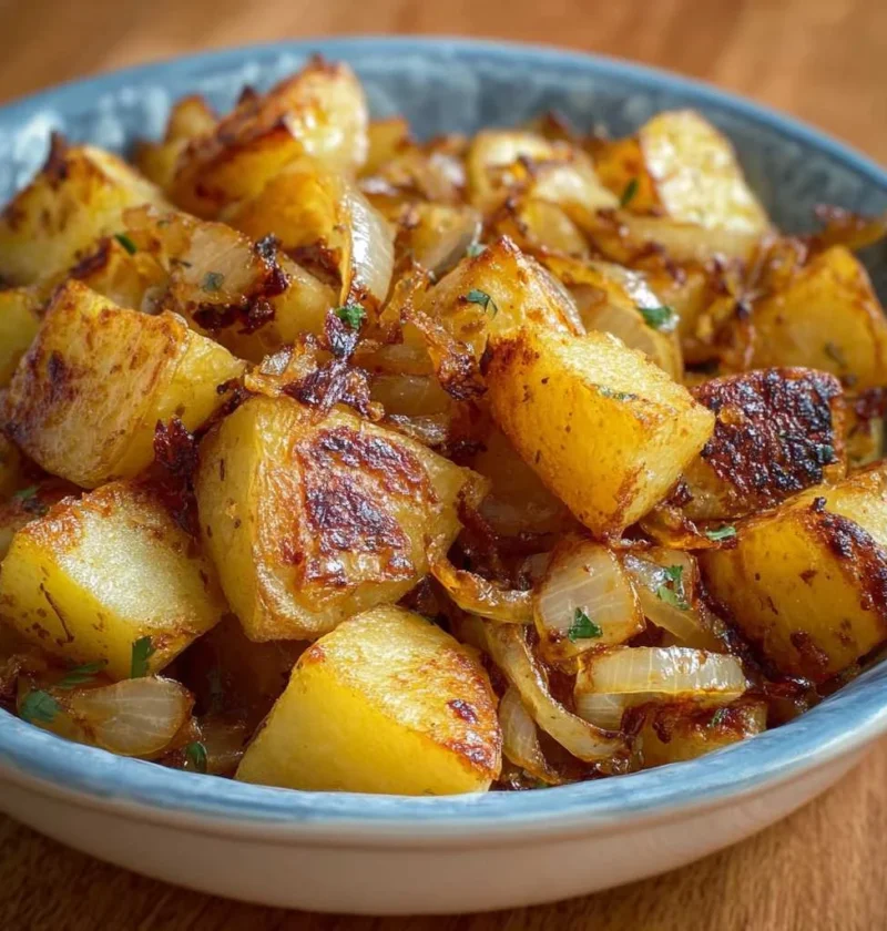 Oven Fried Potatoes Onions Crispy Cozy Side Dish