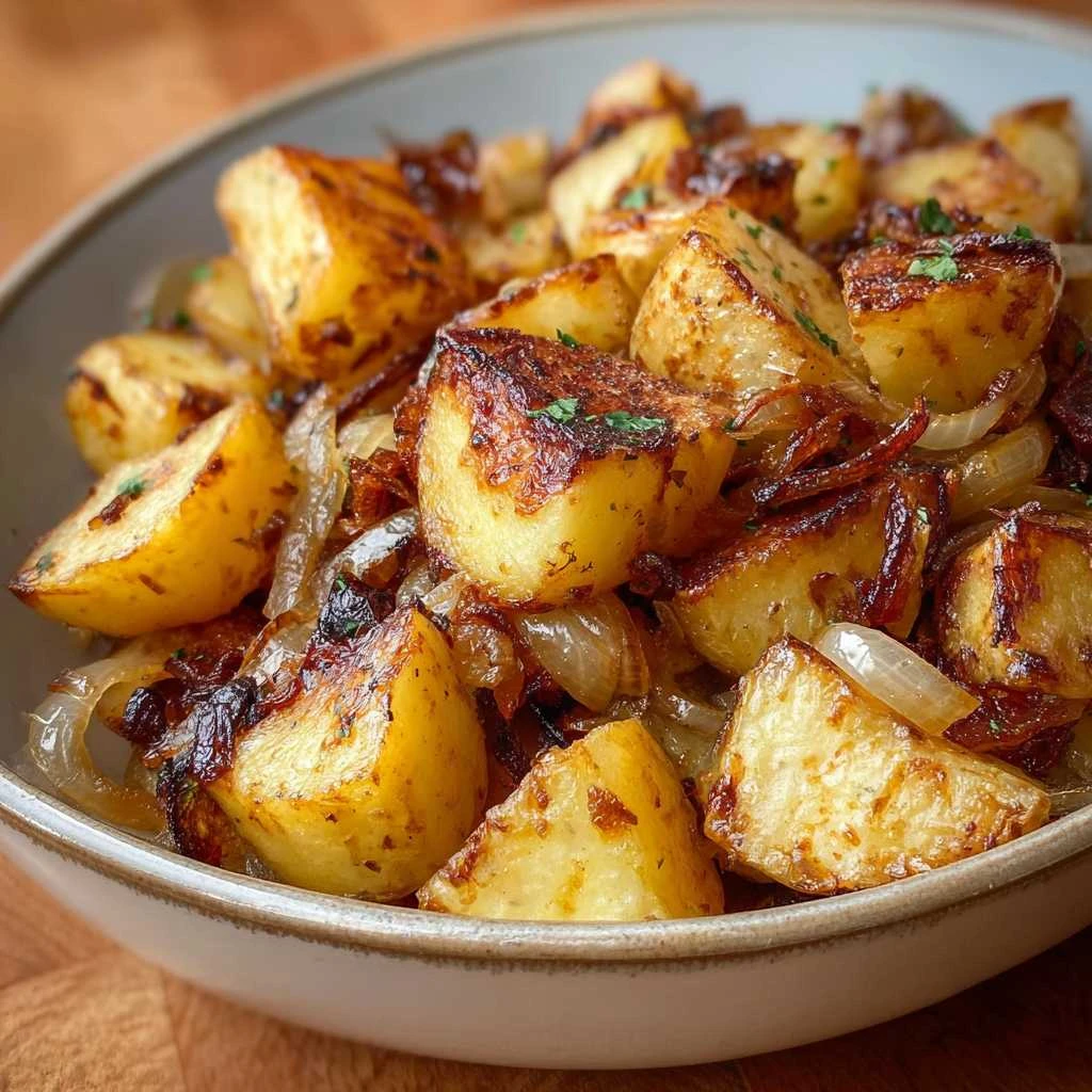 Oven Fried Potatoes Onions Crispy Cozy Side Dish