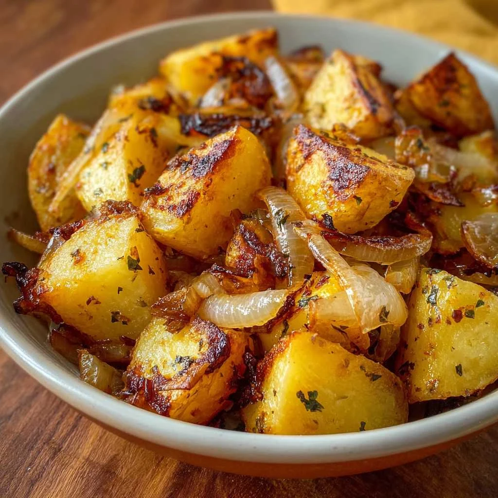 Oven Fried Potatoes Onions Crispy Cozy Side Dish