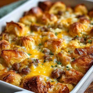Overnight Croissant Breakfast Casserole