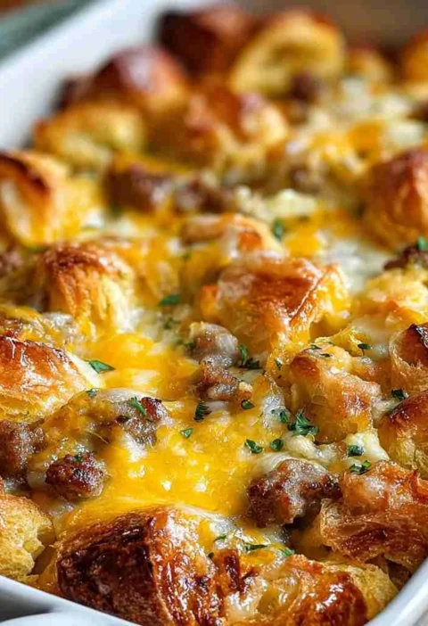 Overnight Croissant Breakfast Casserole