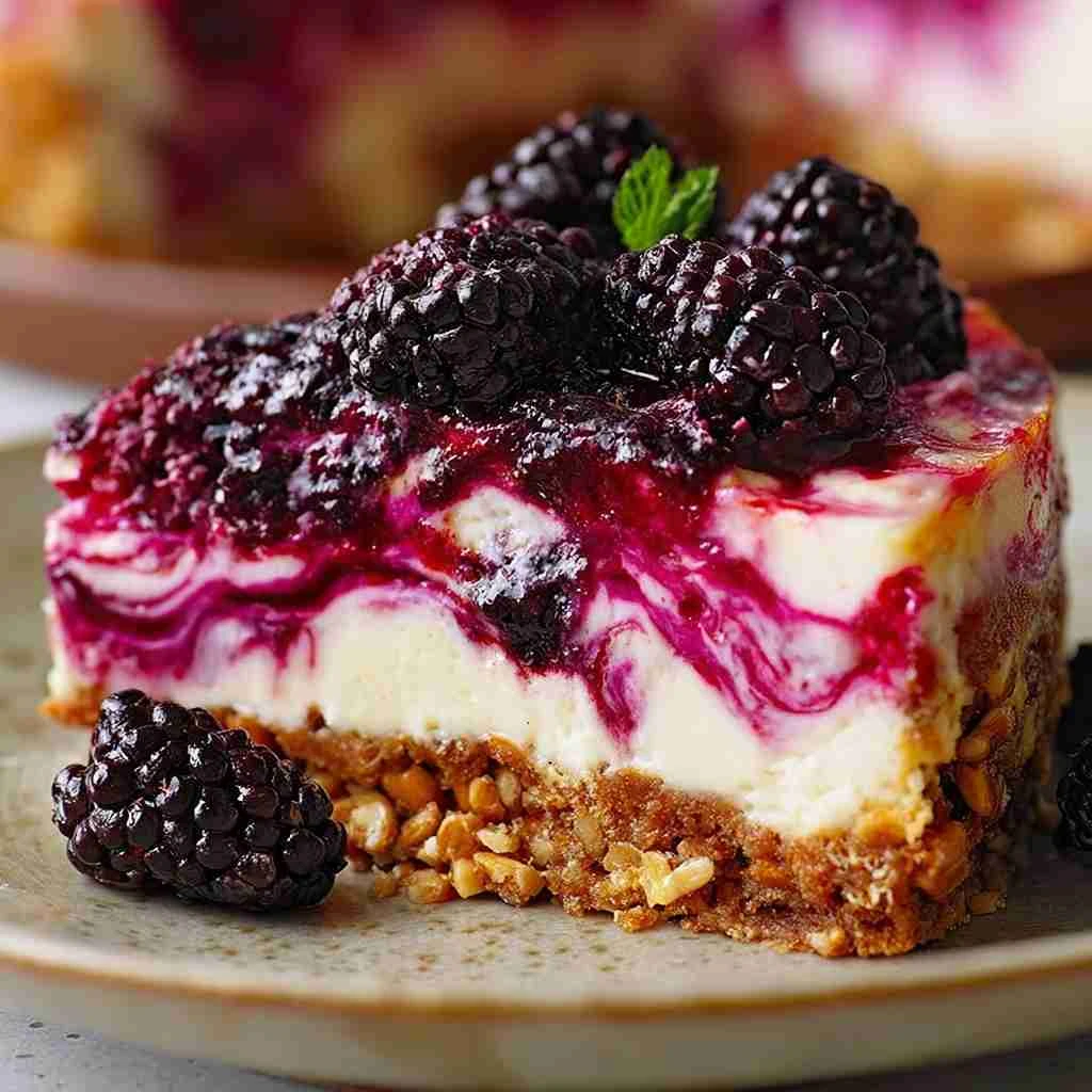 Pretzel Blackberry Cheesecake – Sweet & Salty Berry Dessert Recipe
