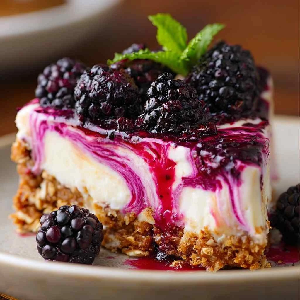 Pretzel Blackberry Cheesecake Sweet Salty Berry Dessert Recipe