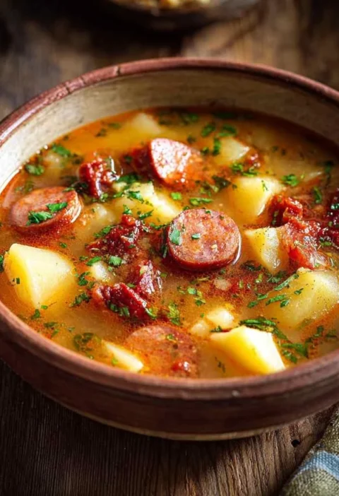 Spanish Potato Soup Chorizo Cozy Goto Recipe