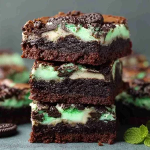 Triple Layer Fudgy Mint Oreo Brownies