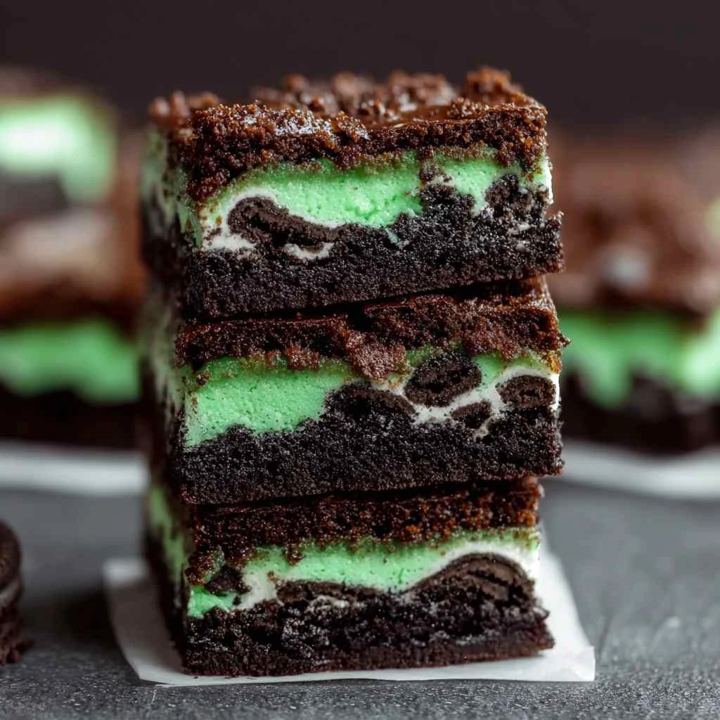 Triple Layer Fudgy Mint Oreo Brownies