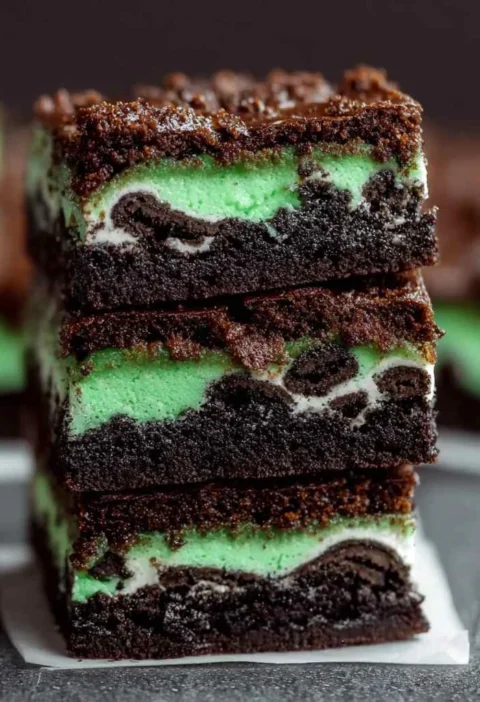 Triple Layer Fudgy Mint Oreo Brownies