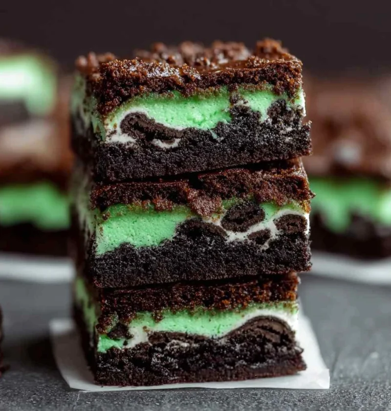 Triple Layer Fudgy Mint Oreo Brownies