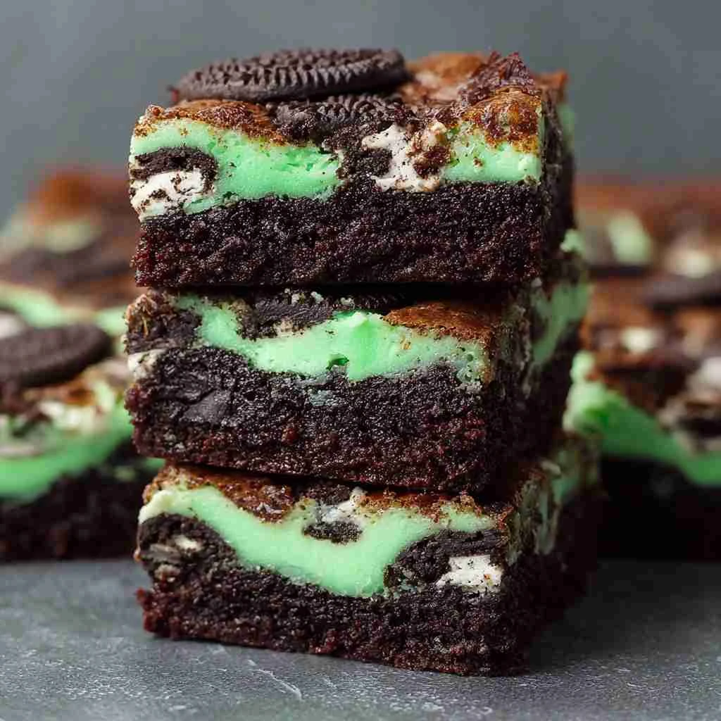 Triple Layer Fudgy Mint Oreo Brownies