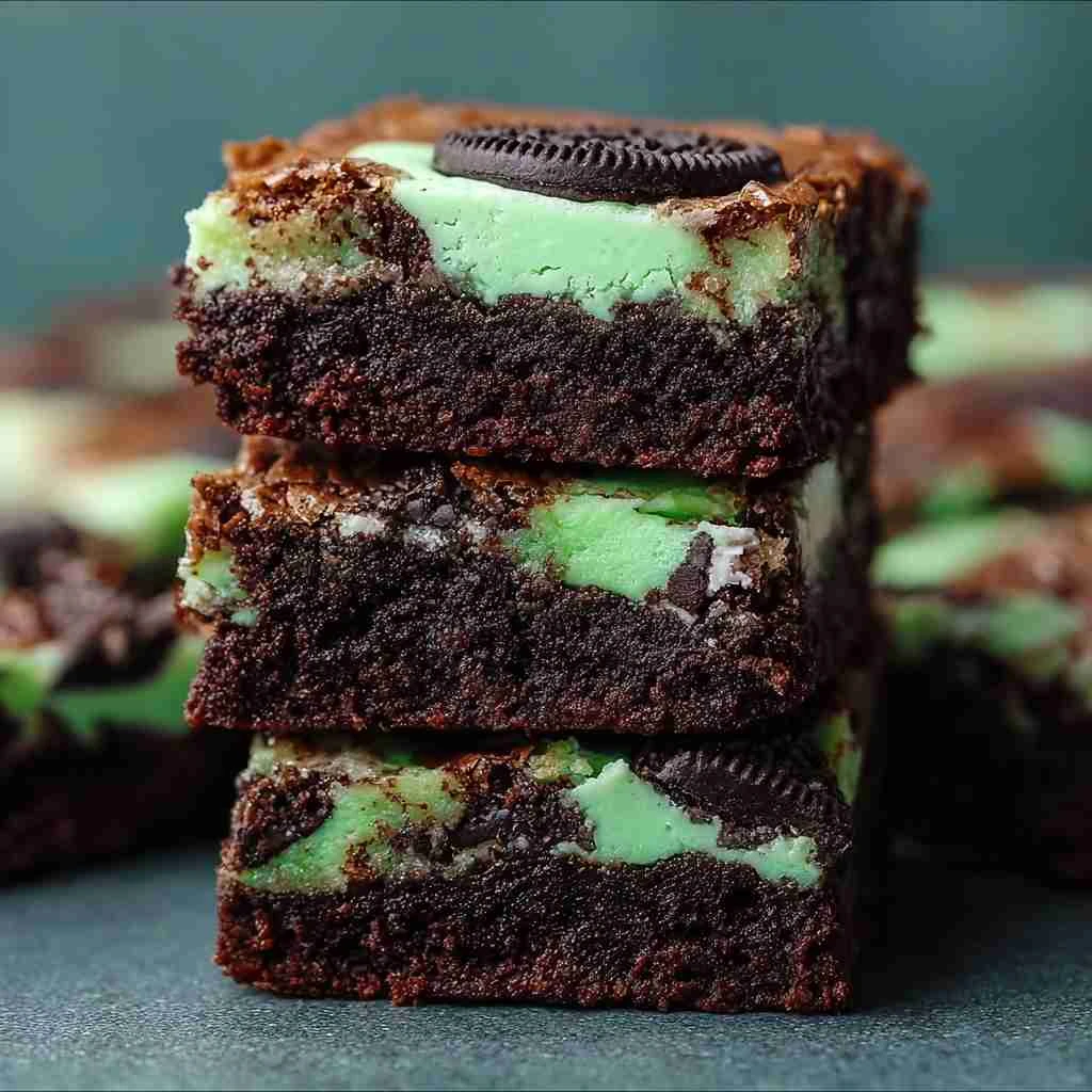 Triple Layer Fudgy Mint Oreo Brownies