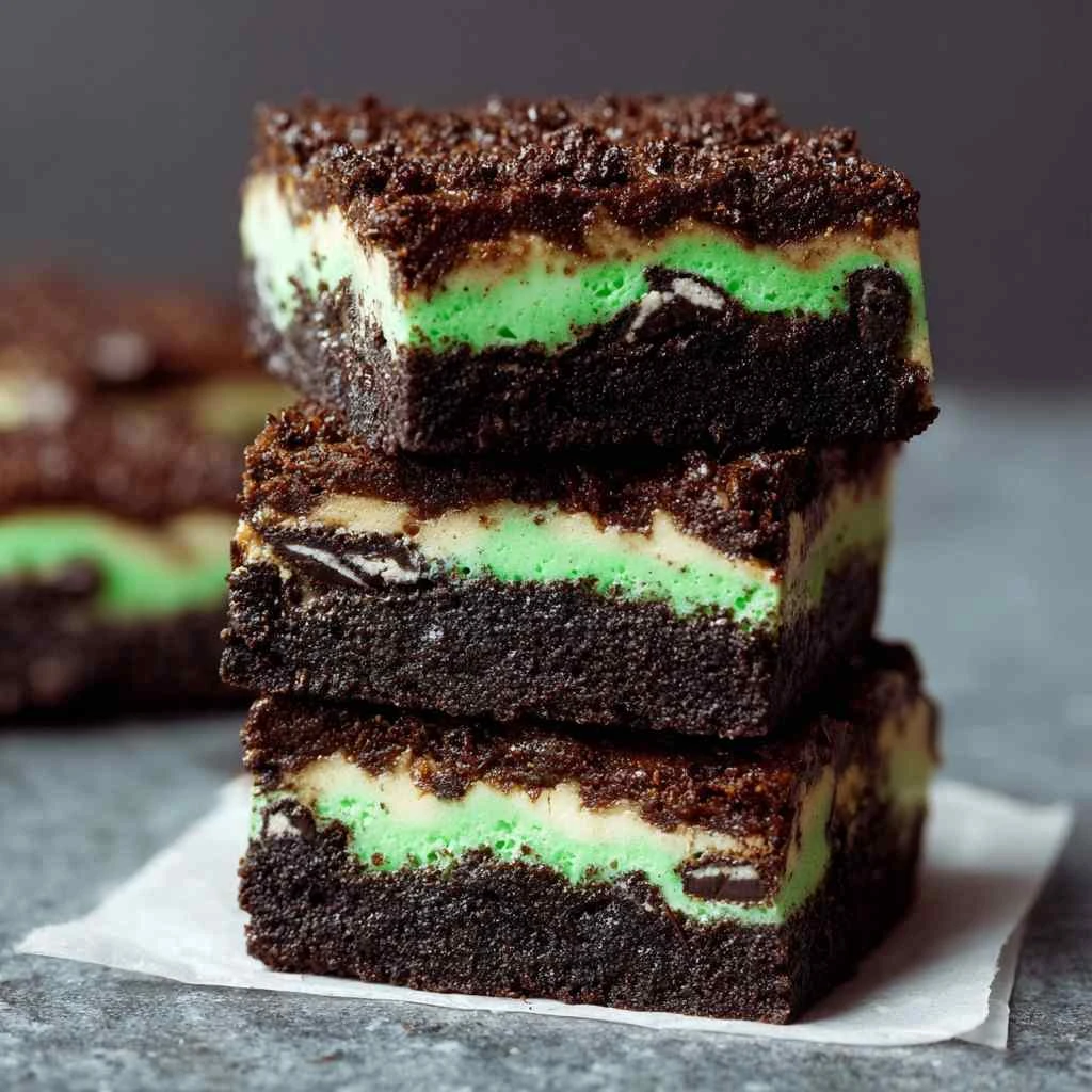 Triple Layer Fudgy Mint Oreo Brownies