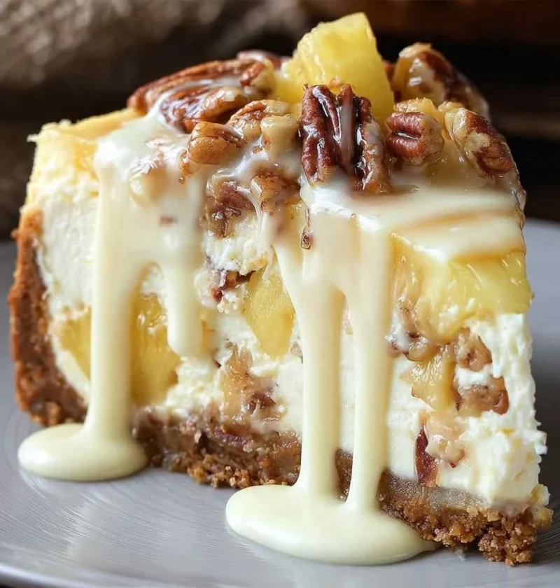 White Chocolate Pineapple Pecan Cheesecake Creamy Tropical Dessert