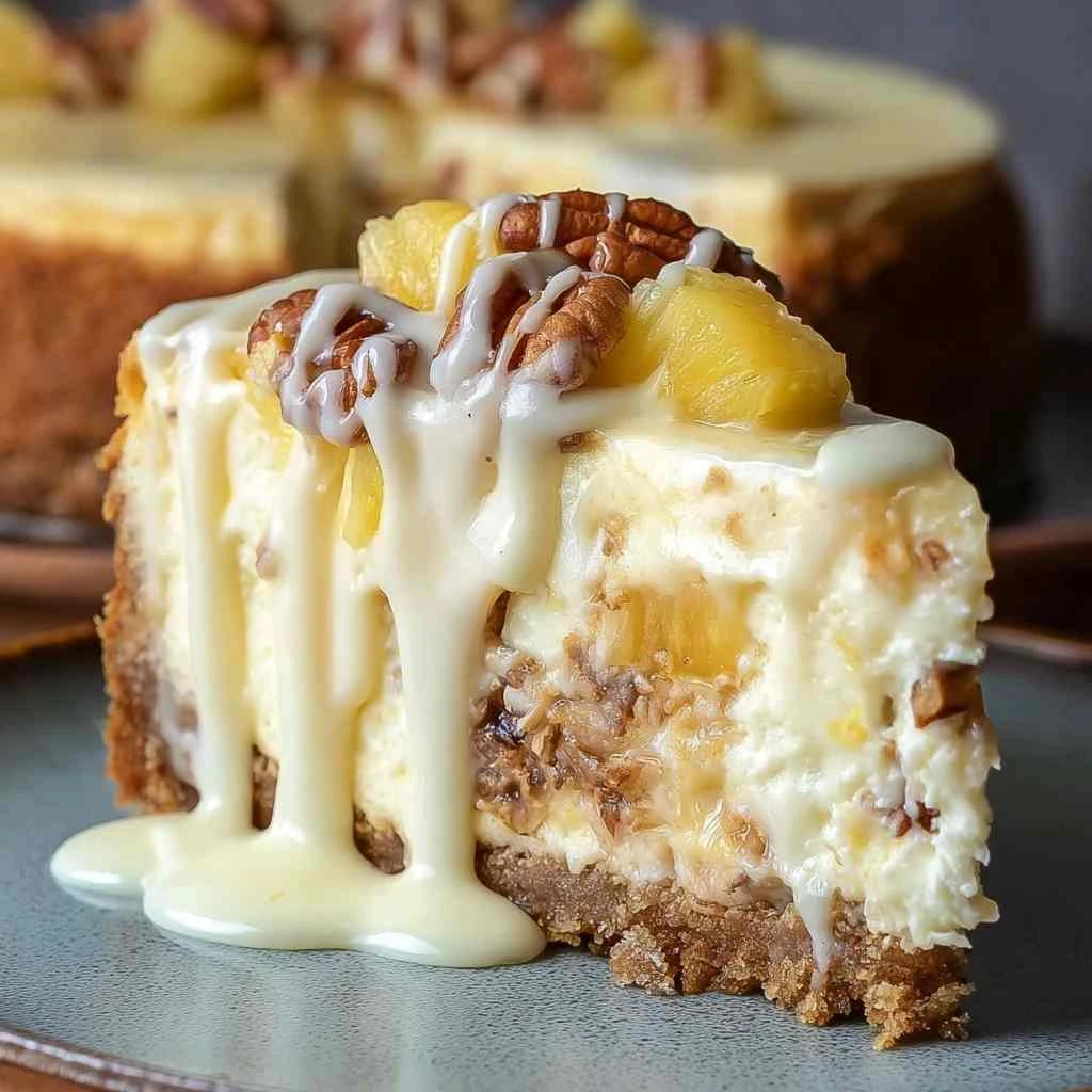 White Chocolate Pineapple Pecan Cheesecake Creamy Tropical Dessert