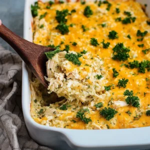 Cheesy Chicken, Rice and Cauliflower Rice Casserole