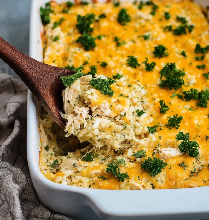 Cheesy Chicken Rice Cauliflower Casserole