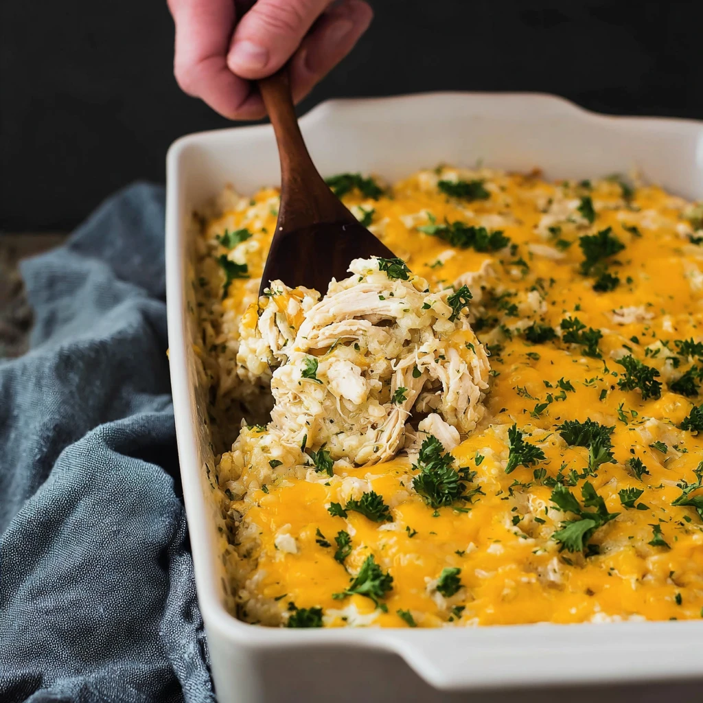 Cheesy Chicken Rice Cauliflower Casserole