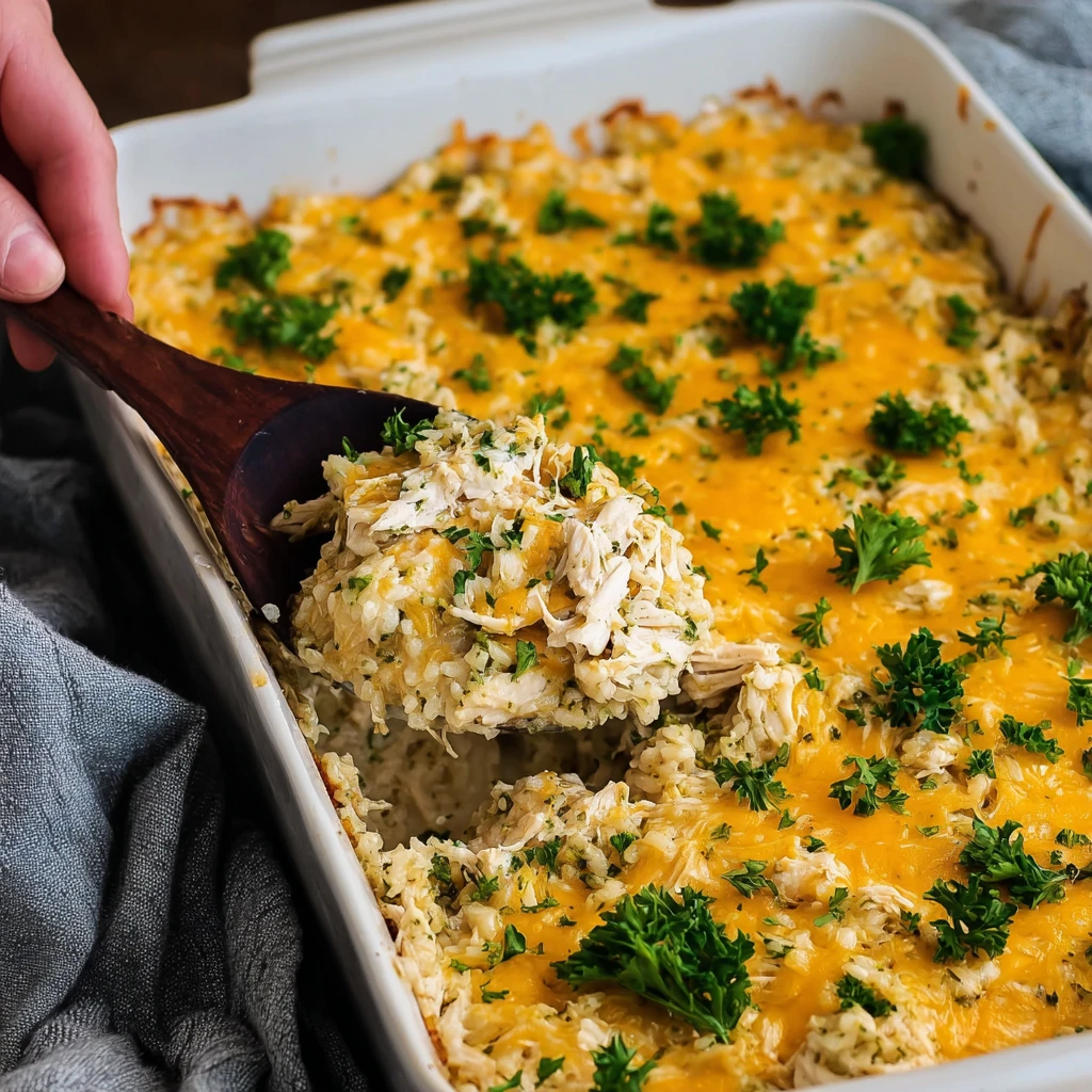 Cheesy Chicken Rice Cauliflower Casserole
