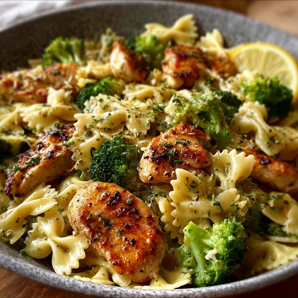 Cowboy Butter Lemon Bowtie Chicken with Broccoli Recipe